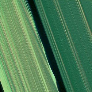 4 stacked images of the rings of Saturn
