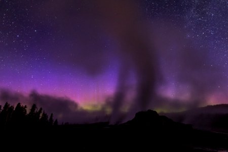 Aurora borealis, Upper Geyser Basin photo