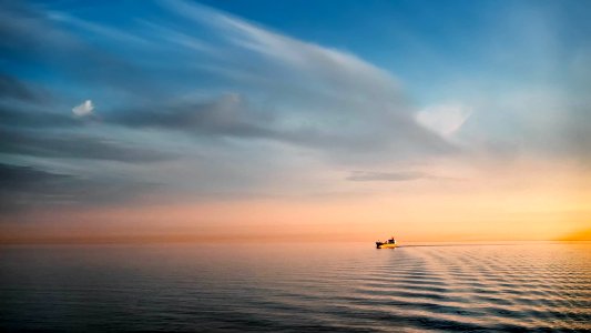 The M/T Carry on the Baltic Sea at sunset