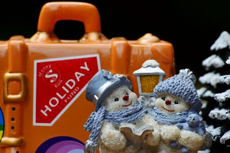 Luggage winter snowman photo