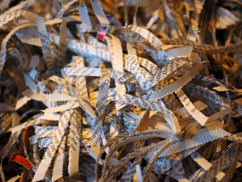 Flakes paper strip shredded