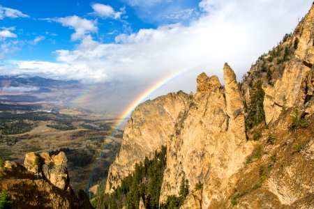 Rainbows from Bunsen Peak, Mammoth Hot Springs photo
