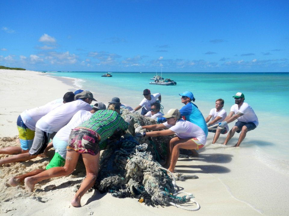 PMNM - Conducting shoreline marine debris removals at Lisianski Island photo