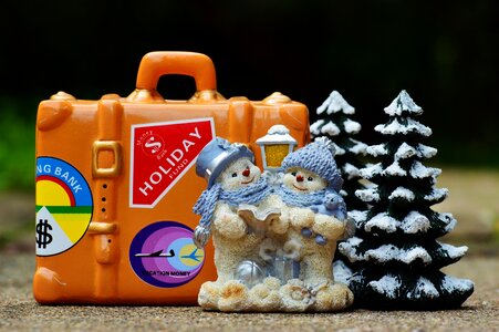 Luggage winter snowman photo