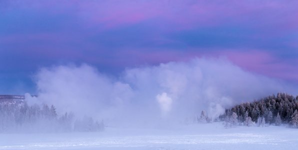 Winter dawn, Upper Geyser Basin photo