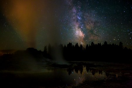 Castle Geyser and Milky Way photo