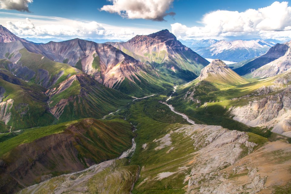 Headwaters of Dan Creek looking out at the Nazina River, Wrangell Mountains photo