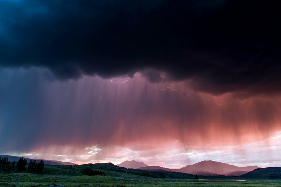 Thunderstorm at sunset, Swan Lake Flat