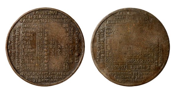 French Calendar Medal, 1778 photo
