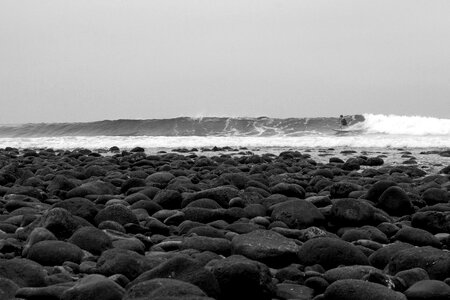 Waves black and white sea