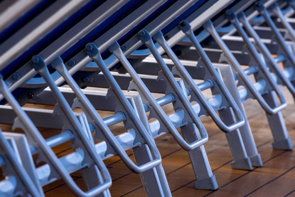 Arranged deck chairs