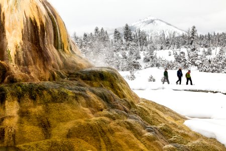 Snowshoeing by Orange Spring Mound, Mammoth Hot Springs photo