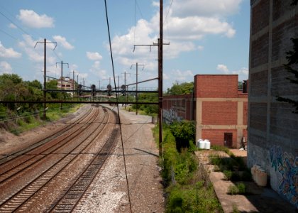 View of the Northeast Corridor Railway Line looking north from Edmondson Avenue, Baltimore, MD photo