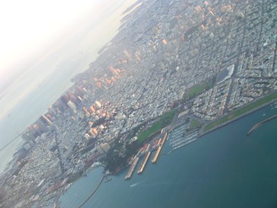 san francisco from airplane photo
