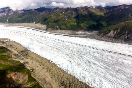 The Root Glacier and Erie Lake (left of center) photo