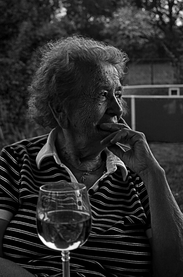 Czech budejovice mrs black and white photo
