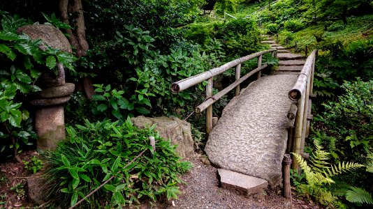 Footbridge in Sankei-en Gardens, Yokohama, Japan