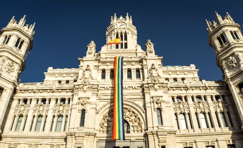 Rainbow flag monument madrid photo
