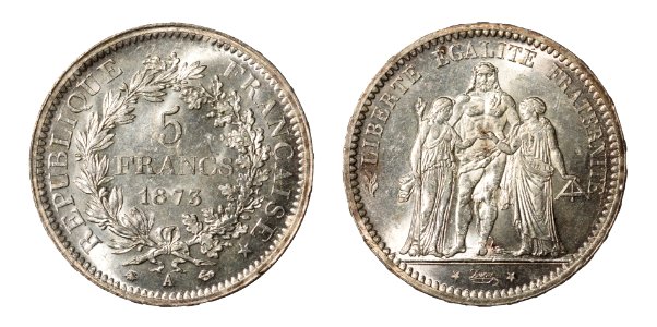 France, Five Francs, 1873 photo