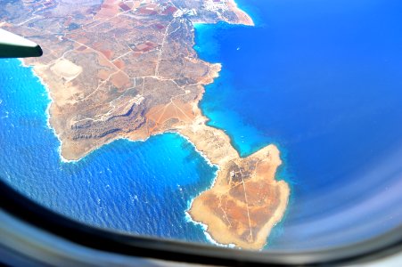 Landing in Cyprus: Cape Greco,  5 km. over sea.