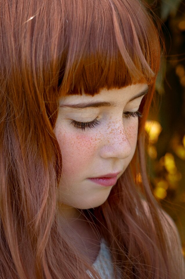 Female face freckles