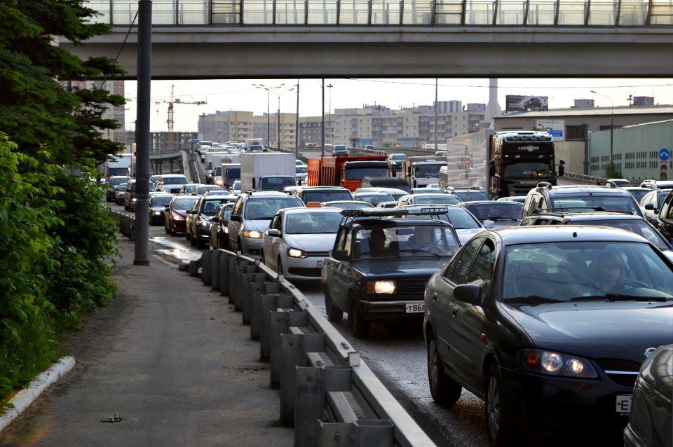 Traffic jam - at the entrance into Korolev