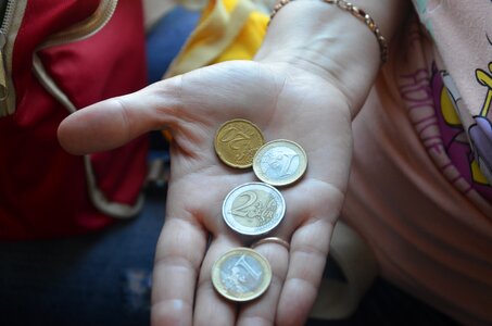 Euro hand coin photo