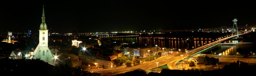 Night bridge river danube
