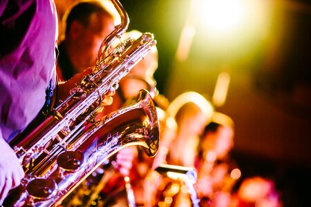 Saxophones horns concert photo