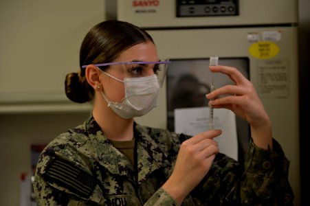 Hospital Corpsman Administers COVID-19 Vaccine