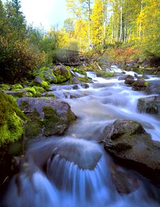 Waterfall rocky autumn
