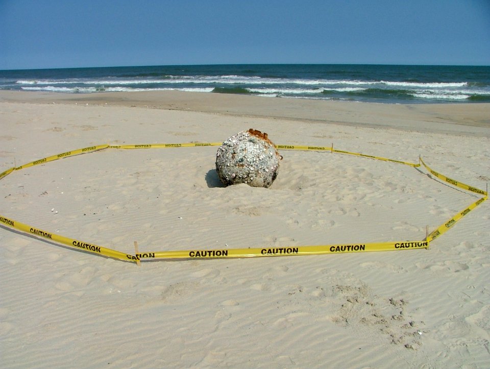 Mine washes up on shore at Chincoteague NWR