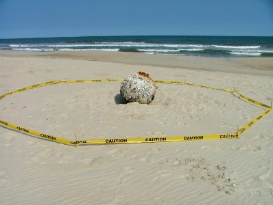 Mine washes up on shore at Chincoteague NWR