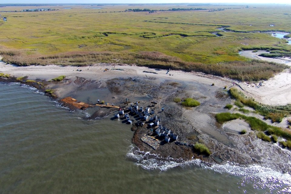 Aerial view of an Oyster Reef
