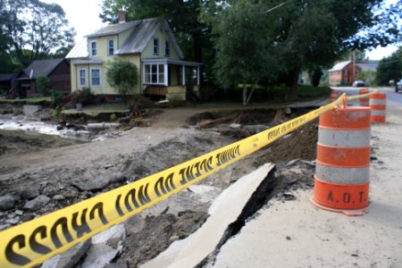 Hurricane Irene damage to road, homes in Bethel, VT photo