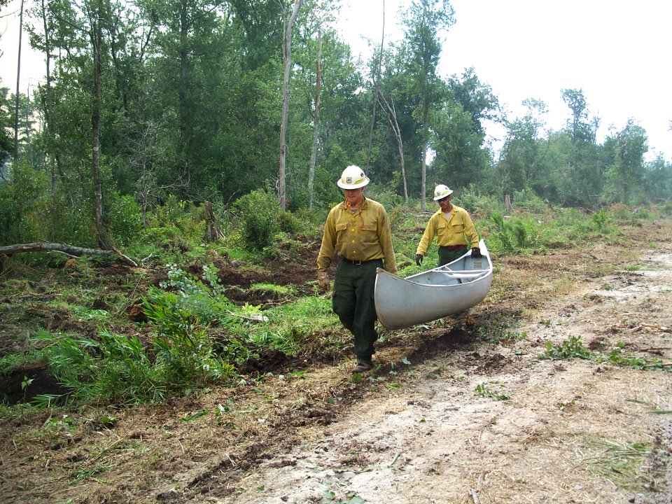 Firefighters' canoe transport