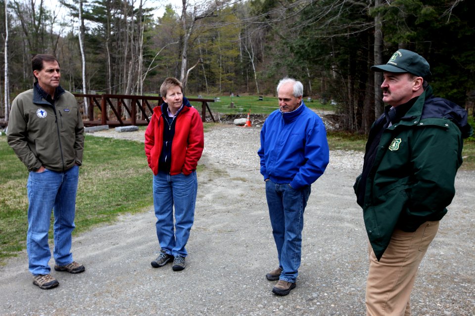 Dan Ashe, Jan Rowan Northeast Fish Passage Coordinator, Town Selectman Larry Strauss and Steve Roy from the US Forest Service