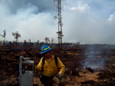 Sampling peat smoke for research