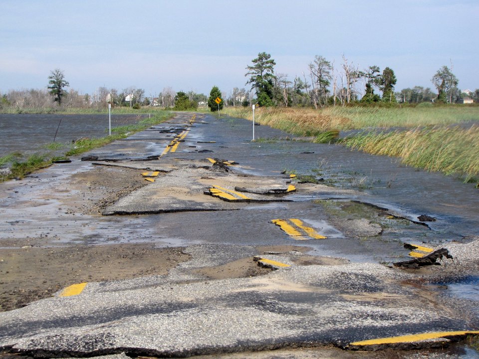 Damaged road at Prime Hook