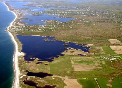 Aerial view of Trustom Pond before Hurricane Sandy (RI) photo