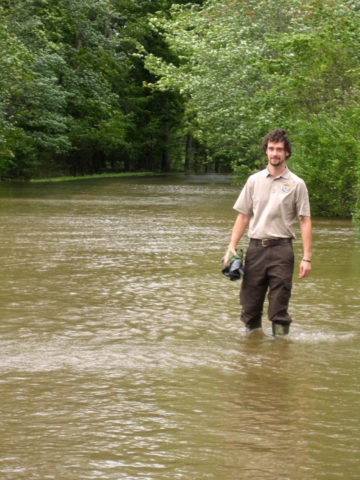 Dave Sagan assessing damage