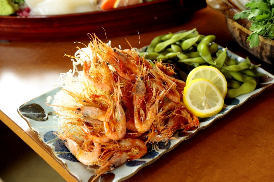 Cuisine shrimp edamame