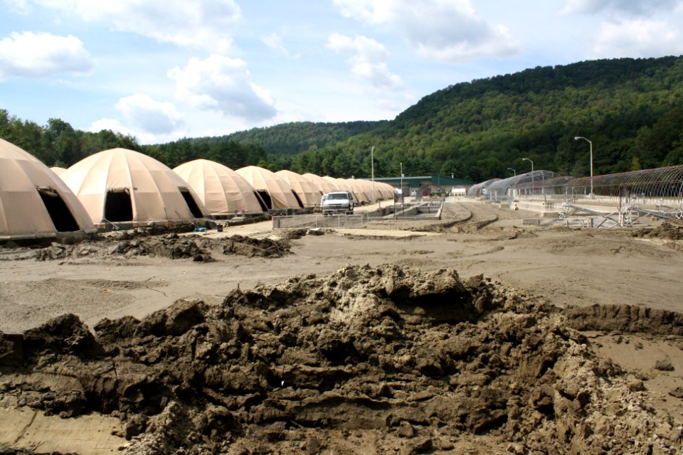 River sediment carried by flood waters deposited on Hatchery grounds