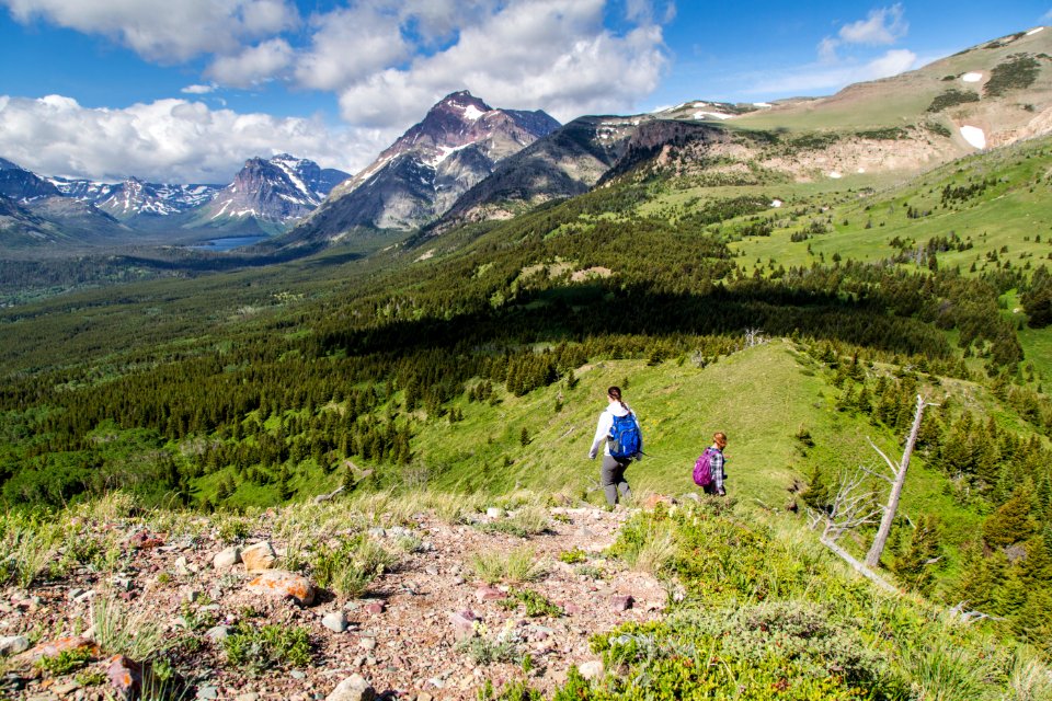 Hikers in Two Medicine Valley