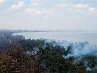 Burning around Lake Drummond