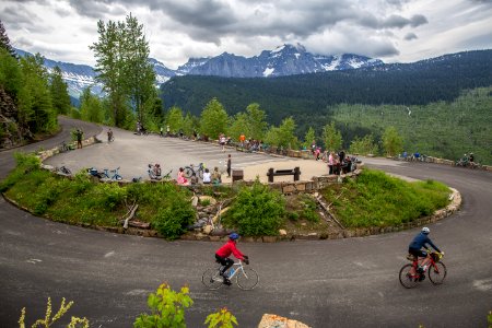 Biking Going-to-the-Sun Road in Spring photo