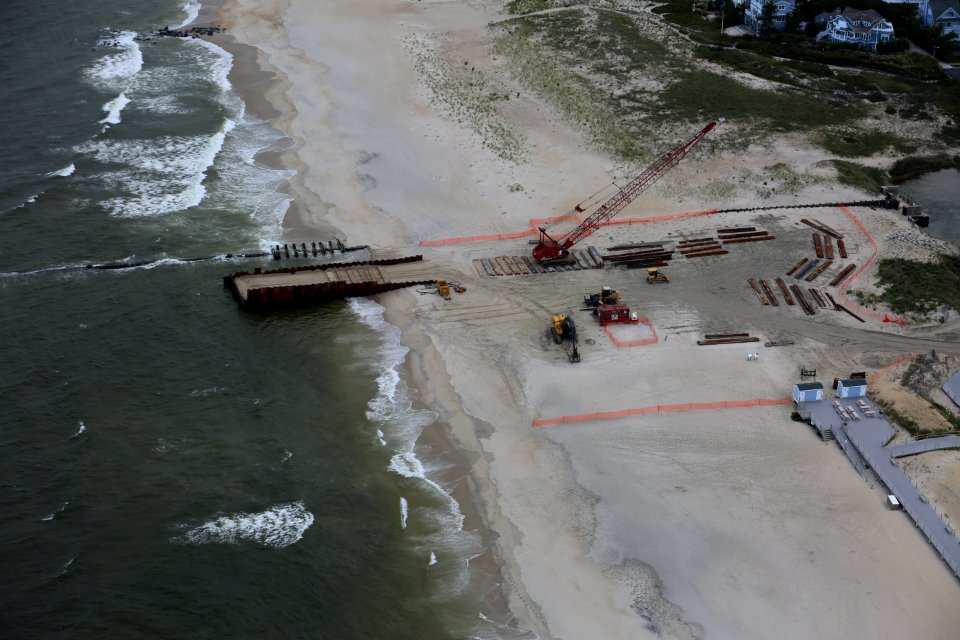 Aerial of the Wreck Pond dunes restoration project - October 2016