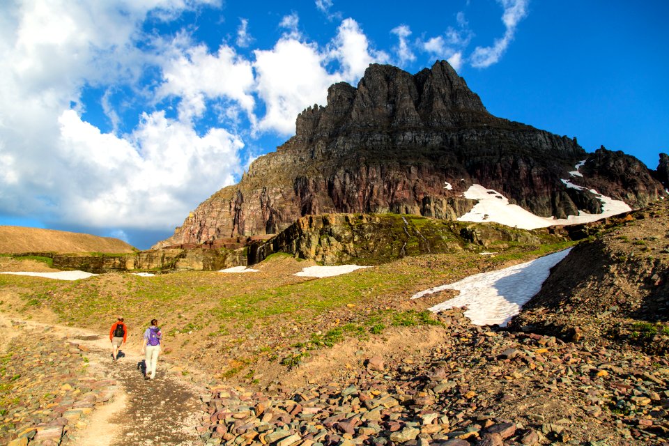 Clements Mountain and Hikers on the Hidden Lake Trail