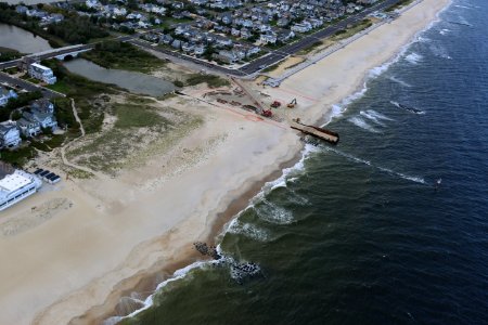 Aerial of the Wreck Pond dunes restoration project - October 2016