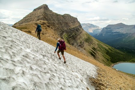 Crossing a Snowfield at Pitamakan Pass